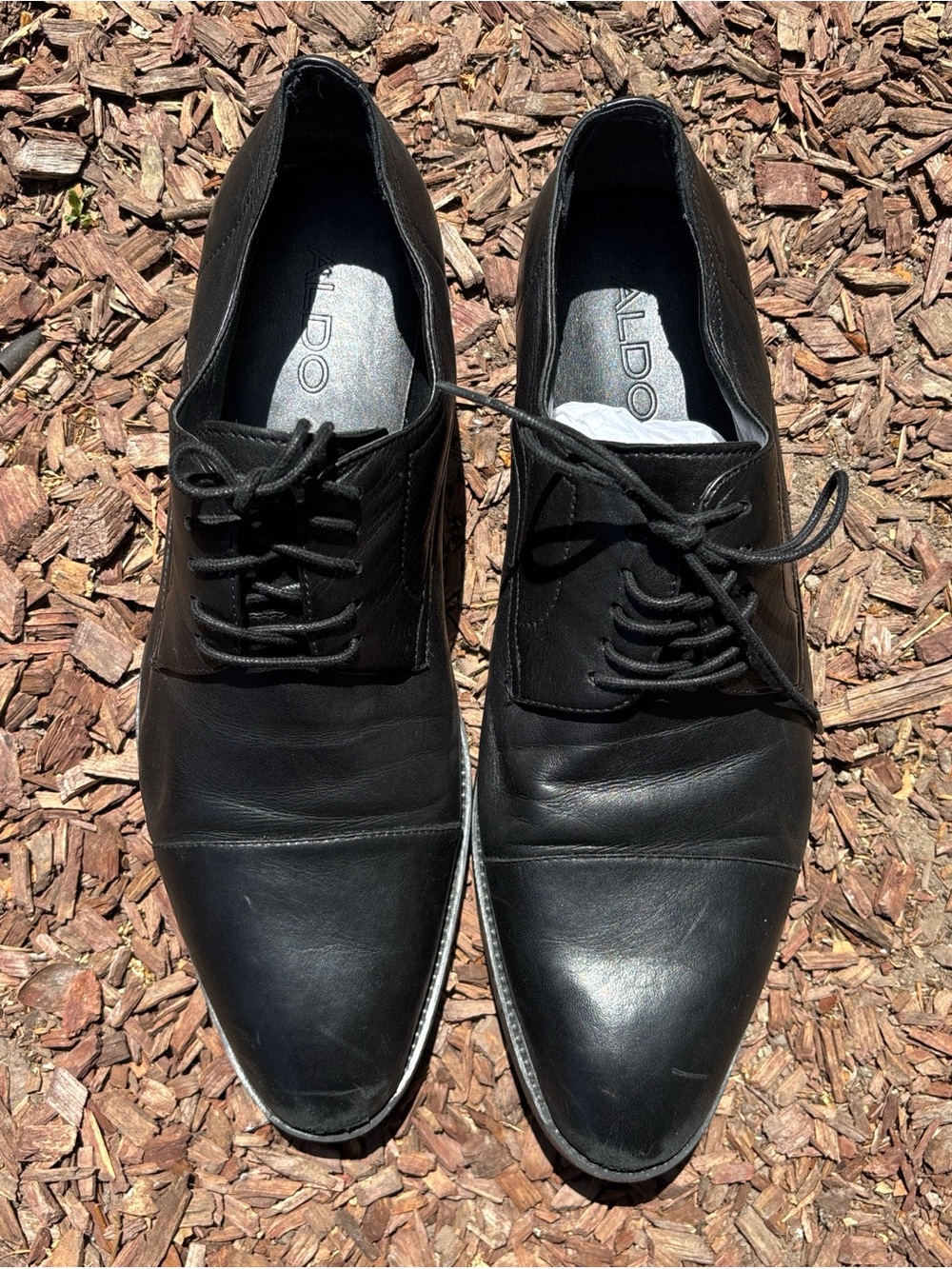 ALDO Black Leather Lace-Up Dress Loafers